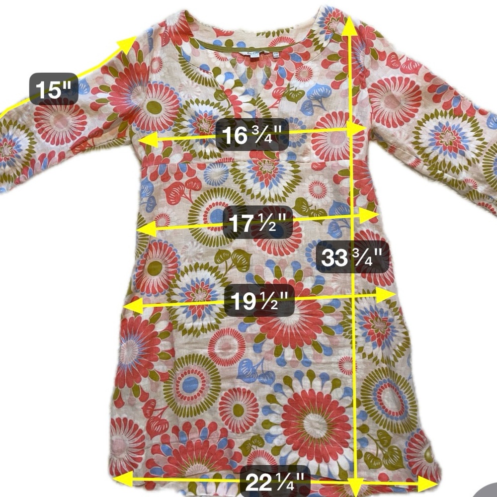 Boden Floral Cotton Linen Blend Midi Dress Kaftan Boho Summer Casual Size 10P - Picture 5 of 9